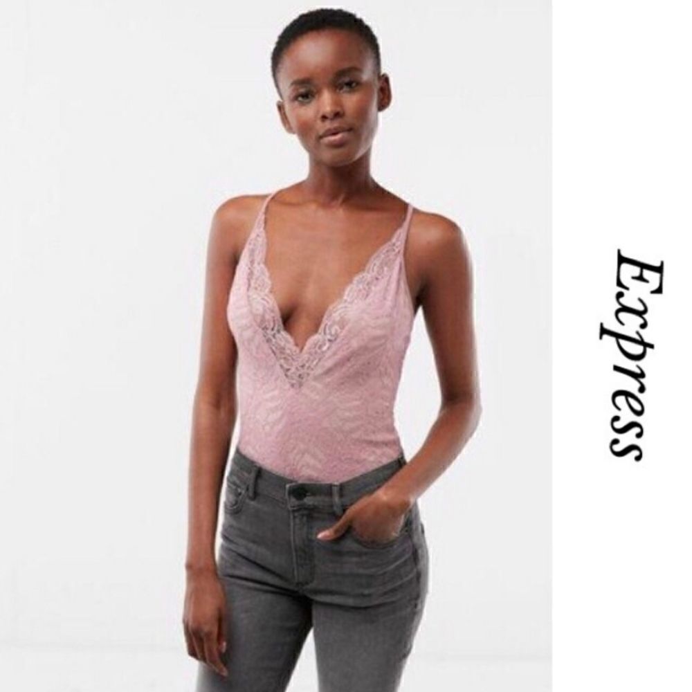 Express Lace Bodysuit – Pink Medium